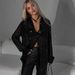 2025 Spring Summer New European And American Style Sequin Top Turn-down Collar Long Sleeve Cardigan Basic_ecoleips.com