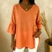 Women's V Neck Button Down Shirt Loose Fit Comfortable Solid Color Cotton Linen Blend New Arrival From Europe & America 2026_ecoleips.com