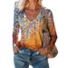 Women's Clothing Casual V Neck Long Sleeve Regular Pullover Digital Printing Women's Tops T Shirt_ecoleips.com