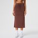 Women's Slimming Slit Midi Skirt Bodycon Straight Elastic Waist Drawstring Versatile Hip Covering Skirt_ecoleips.com