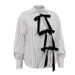 K Uniquely Designed Lace Up Printed Striped Shirt For Women, Featuring A New Style Of Lapel, Long Sleeved Cardigan, And Versatile Top_ecoleips.com