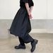 High-Waisted Asymmetrical Wide-Leg Pants Black Layered Stripe Design Unisex Darkwear Street Fashion M-4XL_ecoleips.com