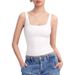 Women's Square Neck Vest Sleeveless Double Lined Basic Top Sharp Series_ecoleips.com