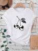 European And American Cross-border Foreign Trade Clothing, Cherry Pattern Round-neck Printed Women's Short-sleeve_ecoleips.com