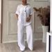 Women's Casual Cotton Linen Pant Sets Comfortable Loose Tops Wide Leg Pants Fashion European And American Style_ecoleips.com