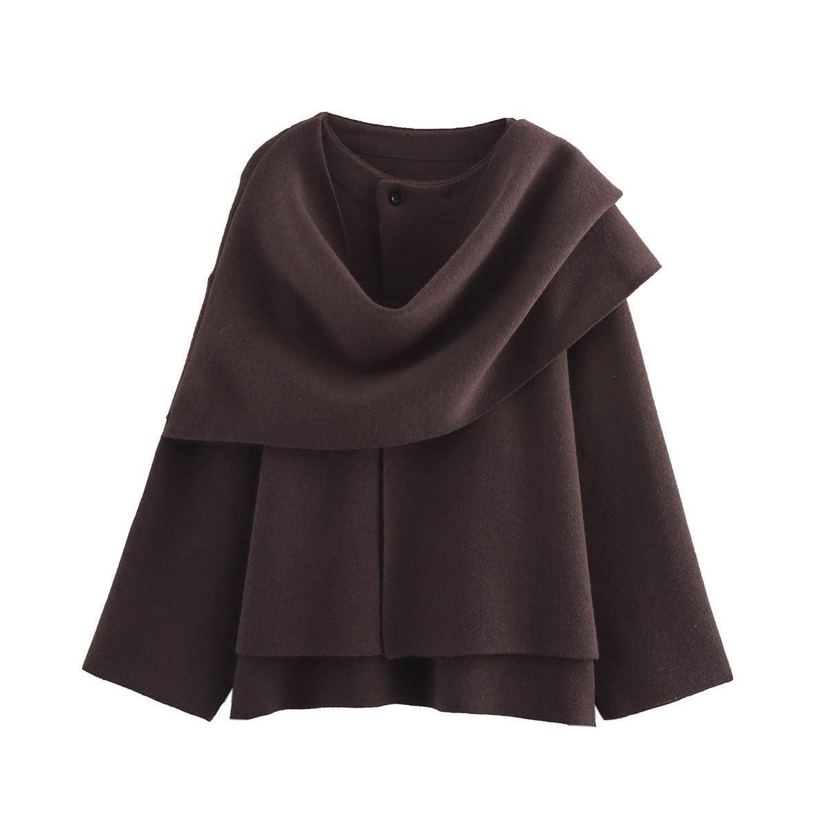 Women's Clothing With Asymmetrical Scarf Short Knitted Jacket_ecoleips.com