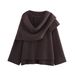 Women's Clothing With Asymmetrical Scarf Short Knitted Jacket_ecoleips.com