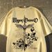 Women's Loose Short Sleeve T-Shirt American Trendy Hip Hop Street Style round Neck Cross Patterned Top Summer Couple Outfit_ecoleips.com