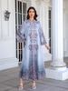 Middle Eastern Muslim Women's Embroidered Long Robe Dress, Printed Rhinestone Abaya, Elegant Floral Design, Perfect For Casual Wear_ecoleips.com