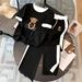 This Year's Hottest T-shirt Sets Women's Clothing 2026 Color-blocked T-shirt Two-piece Set, Casual, Everyday, Sporty, Trendy, Dr Bear Element._ecoleips.com