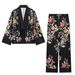 Women's Floral Satin Kimono Sleepwear Set – Luxe & Breathable Summer Pajamas | Loose Fit Lounge Set_ecoleips.com