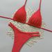 Brazilian Sexy Women's Halter Neck Bikini Triangle Cup Swimwear Studded Shorts Solid Color Tie Up New Style Beachwear_ecoleips.com