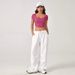 Voya Women's Independent Station 2026 New Irregular Square Neck Knitted Short Sleeved T-shirt Short Fit Top_ecoleips.com