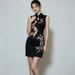 Women's Slim Fit Cheongsam Dress Chinese Style Dragon Pattern Black Sleeveless Short New Summer Design_ecoleips.com