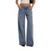 Women's Retro Low-Waisted Wide Leg Jeans Sexy Straight Leg Denim Blue Basic Versatile Washed Jeans For Casual Wear_ecoleips.com