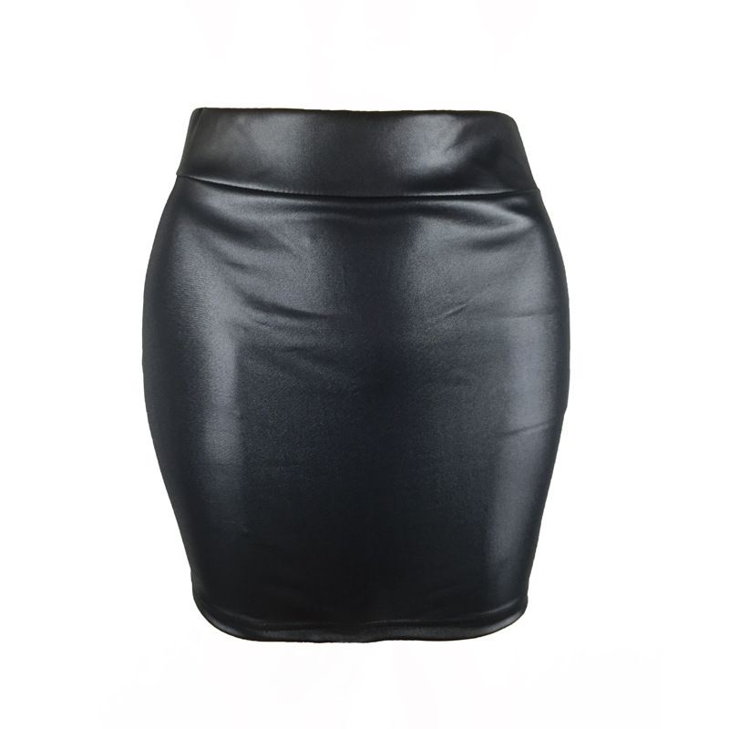 2025 S-3XL Women's Base Matte Leather PU Short Small Bodycon Skirt_ecoleips.com