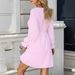 Women's Long Sleeved V Neck Fitted Dress Solid Color Lace Trimmed Casual Autumn/Winter Fashion_ecoleips.com