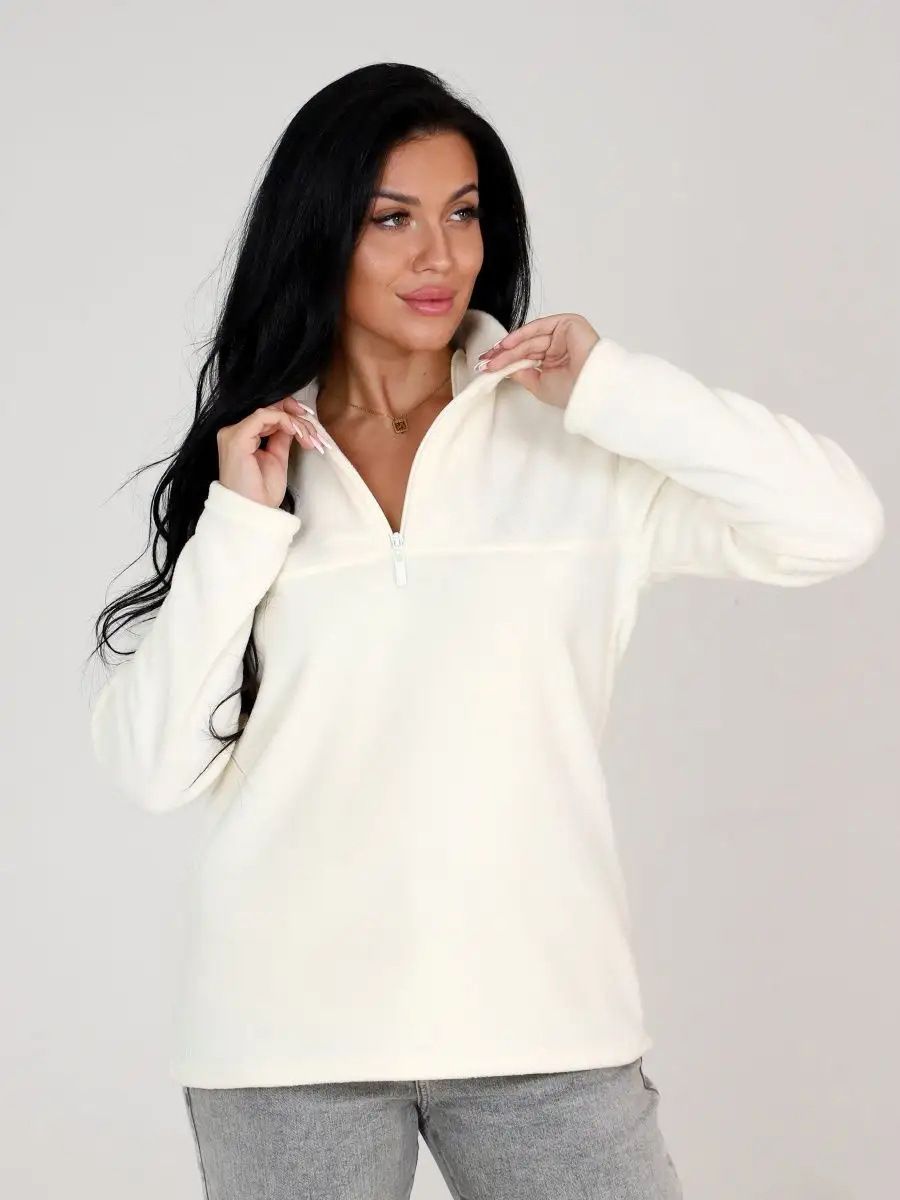 New Fashion Long-sleeved Women's Clothing European And American Casual Solid Color Lapel Sweater Autumn And Winter Thickened Zipper Collar Top_ecoleips.com
