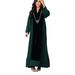Women's Clothing Middle East Muslim Dubai Arab Women's Clothing Hot Diamond Velvet Stitching Contrast Color Robe Dress_ecoleips.com