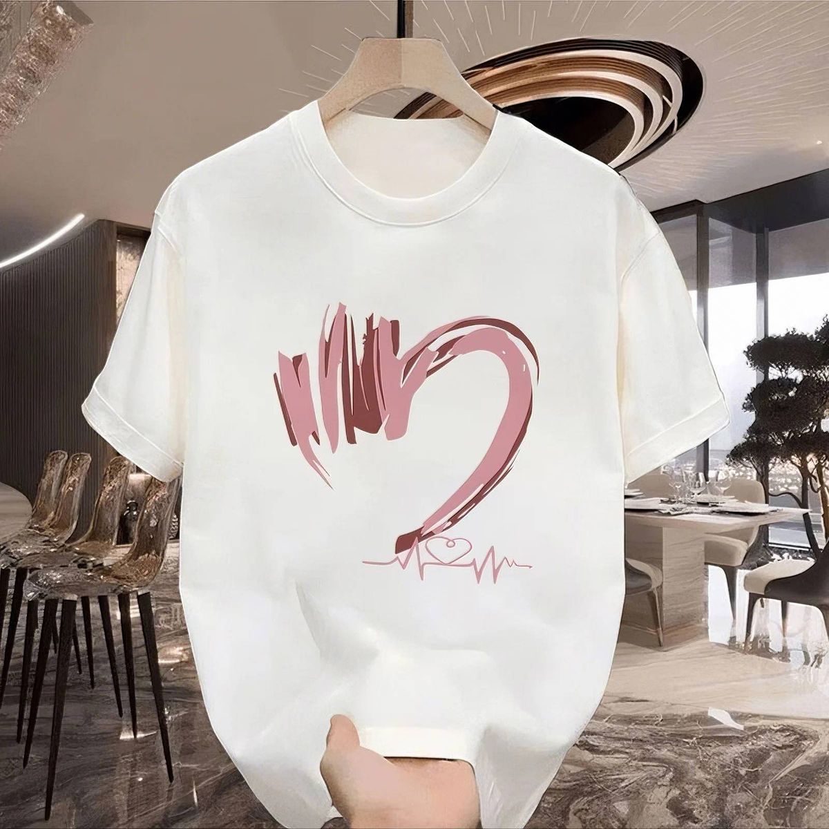 New Cotton Fashion Sense Printing Short-sleeved T-shirt Unisex Men Summer Tide Loose Hundred Tops_ecoleips.com