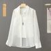 White Women's Cotton Linen Long Sleeve Shirt Loose Fitting Spring Autumn New Style Sun Protection Casual Top_ecoleips.com