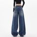 Large Size Retro Scimitar Wide-leg Jeans Women's Trend Versatile Sickle High Waist Loose And Thin Straight Trousers_ecoleips.com