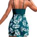 2024 Women's Printed Mesh Tankini Swimsuit High Waist Swim Trunks Sexy Stylish Bikini Set for Vacation Regular Fit Polyester_ecoleips.com