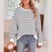 Women's Clothing Autumn And Winter New Tk Oversized Loose Casual Striped Sweatshirt_ecoleips.com