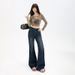 Retro Style Slimming Flared Jeans For Women Loose Fit Stretchy Slim Style Plus Size Early Spring_ecoleips.com