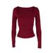 AC562 Creative Design 2024 Summer Trendy Street Style Polyester Pullover Square Neck Slim Fit Women's T-Shirt_ecoleips.com
