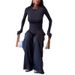 Spring Women's Casual Elastic Waist Two Piece Set Style Round Neck Long Sleeve Fashion_ecoleips.com