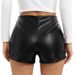 2025s 2025 Summer New Sexy Tight Shorts For Women With Zipper High Waist Casual Women's Leather Pants_ecoleips.com