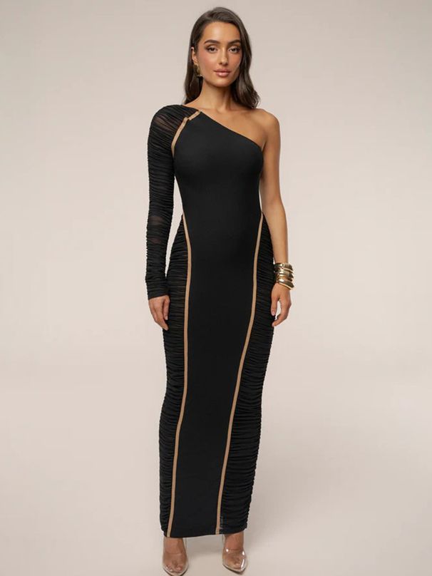JULISSA MO Sexy Off Shoulder Hollow Out Women Maxi Dress Patchwork Long Sleeve Evening Dress Winter New Elegant Club Party Dress_ecoleips.com