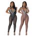 Women's clothing sexy hollow hot diamond sexy see-through zipper jumpsuit fashionable slim sleeveless trousers_ecoleips.com