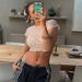 Aria Basics Aria Basics 2023 Summer Fashion Trend Women's New Round Neck Short Sleeve Mesh Cropped Slim Fit Versatile T-Shirt_ecoleips.com