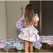 Sweet V Neck Short Puffed Sleeve Printed Mini Dress New 2024 Women Fashion Casual Ladies Summer Short Dress_ecoleips.com