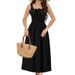 Women's Clothing Dress Women's Dress Spring And Summer Vacation Leisure Solid Color Waist Suspender Long Skirt_ecoleips.com