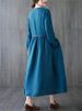 Cotton Linen Long Sleeve Floral Print Vintage Dresses For Women 2025 Spring Autumn Casual Loose Dress Femme Robe Elegant Clothes_ecoleips.com