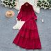 Women's Clothing Palace Style Hollow Hook Flower Light Mature Sister Suit Female Summer Long Sleeve Shirt Elastic Waist Long Skirt_ecoleips.com