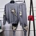 Pearl-Embellished Knit Sweater & Pants Set – Oversized Two-Piece Outfit (S-XXL) | Black & Grey | Streetwear Chic_ecoleips.com