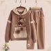Women's Autumn/Winter Hoodie Set, New Style For Junior High School Students, Hooded, Loose Fit, Casual Two Piece Set, Warm Long Sleeved Clothing_ecoleips.com