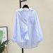 Women's Clothing Pure Cotton Long Sleeved Shirt Striped Print Fashionable Loose Cardigan Style Versatile Spring Inner Layer Top_ecoleips.com