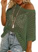 Women's Summer Knit Sweater Five-Sleeve Hollow Out Hem Pullover Beach Cover Up Sexy_ecoleips.com