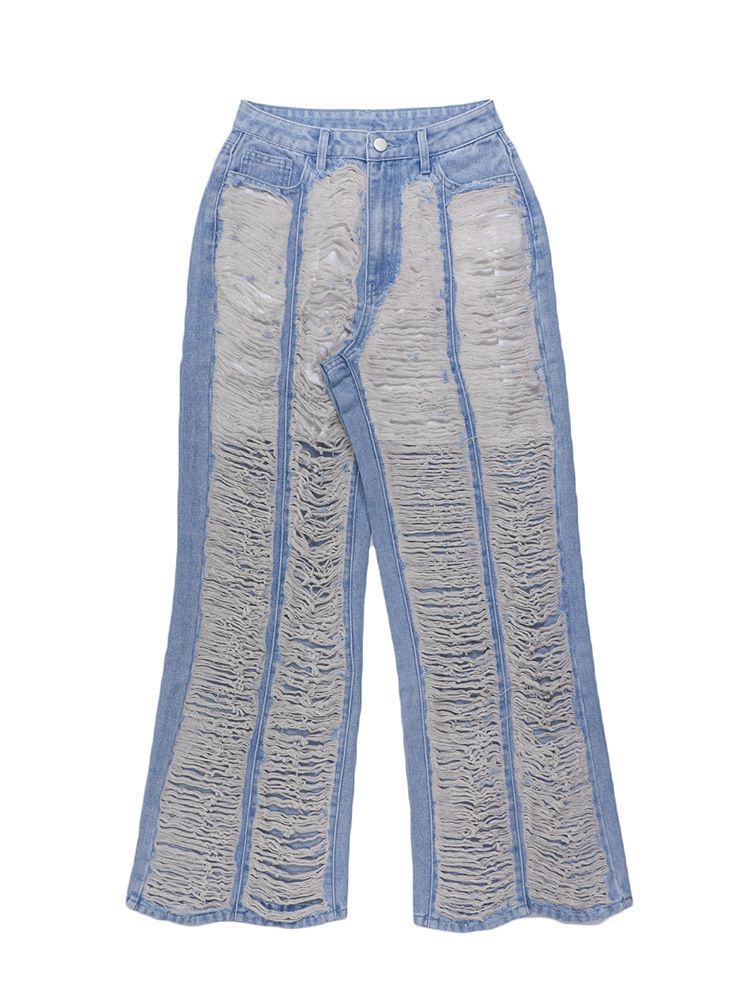 Women’s Clothing Women's Distressed Fringe Jeans Street Fashion Jeans_ecoleips.com