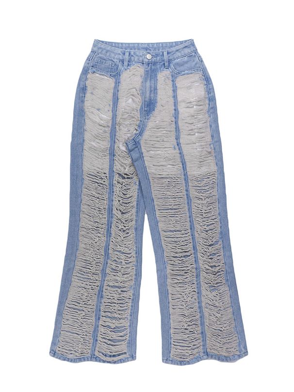 Women’s Clothing Women's Distressed Fringe Jeans Street Fashion Jeans_ecoleips.com