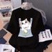 Summer Kitten Short Sleeve T-Shirt For Women Pure Cotton Unique Design Versatile Youthful Style Half Sleeve Top_ecoleips.com