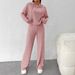 Cozy Long Hooded Knit Sweatshirt & Pants Set - Elegant Loungewear For Women, Oversized Fit, Soft Fleece Lining, Stylish Casual Outfit_ecoleips.com
