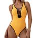 Women's one-piece swimsuit sexy yellow one-piece swimsuit _ecoleips.com