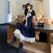 Sweet Youthful Naval Collar College Style Dress Summer Wear Plus Size Hide Belly Slimming Long Dress Korean High Waist A-Line..._ecoleips.com