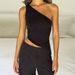 Summer Sexy One Shoulder Camisole Top for Women European And American Style Cross Border off Shoulder Backless Tie Waist Short Vest_ecoleips.com